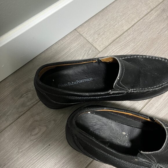 3/$35 Perry Ellis Portfolio Men’s Leather Dress Shoes Black Size 8.5 Loafer - Picture 3 of 6